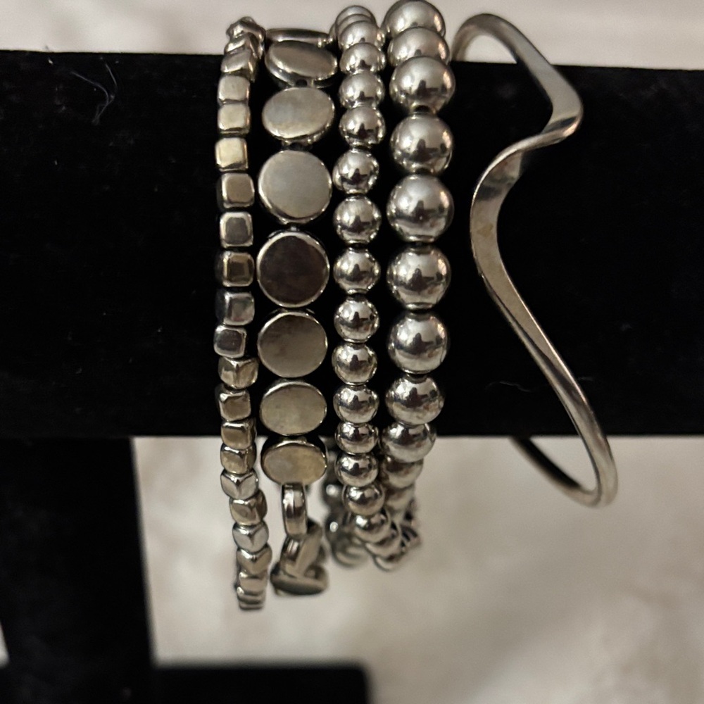 Silver Tone Multi-Stack Bracelet Set